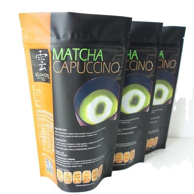 China New Style Customized Recyclable Matte Al Laminated Backing Up Matcha Packaging Plastic Bag With Zipper for sale