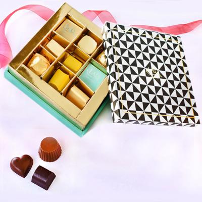 China Disposable Custom Small Chocolate Box Packaging Empty Dubai Ballotin Chocolate Date Box Chocolate Gift Boxes for sale