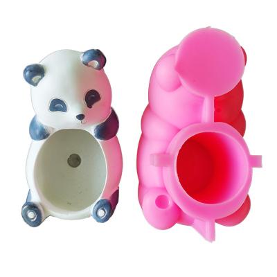 China LOVE'N LV389R Panda Bear Flowerpot Diy Resin Viable Art Molds Epoxy Resin Molds Craft Custom for sale