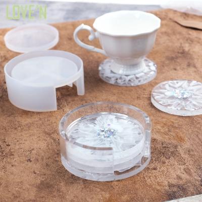 China LOVE'N LV227S Viable Round Tabletop Jewelry Tray Mold Circle Agate Coaster Holder Storage Box Resin Mold for sale