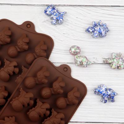 China LOVE'N LV281A 12 Small DIY Tool Dinosaur Silicone Chocolate Candy Viable Baking Animal Mold Even For Easter for sale