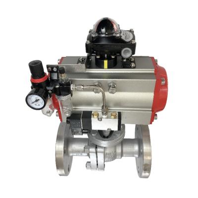 China Low Price General Medium Pressure Double Flange Pneumatic Stainless Ball Valve for sale