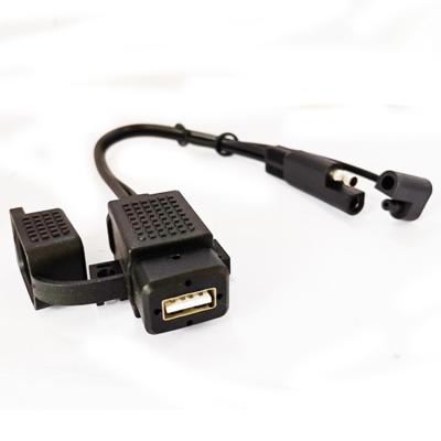 China 12V/24V Motorcycle Charging Kit SAE Cable 2.1A USB Waterproof Single Charger for sale