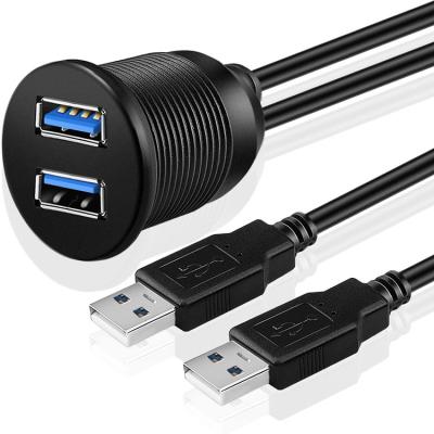 China Charge 2 dual ports USB 3.0 male to AUX flush extension. USB 3.0 Mount Car Mount Female Cable USB Car Charger for sale