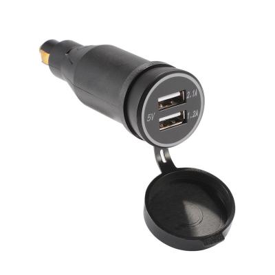 China New China-Chic Motorcycle 2-USB Charger Din Socket Power Outlet Swivel For BMW MA1582 Power Adapter With LED Light for sale