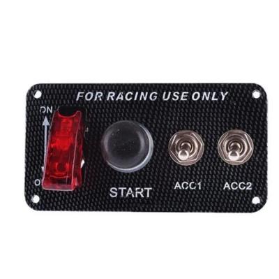 China 12V 30A Ignition Switch Engine Start Aluminum Push Button 2 Rocker Panel With Signal Light DIY Racing Car Modification Switch for sale