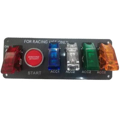 China ABS Car Ignition Switch Engine Start Push Button 5 Toggle Racing Switch Panel for sale