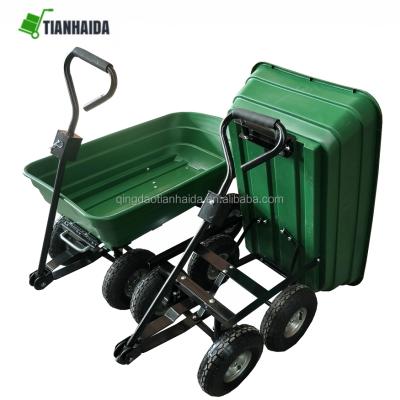 China Tipping Heavy Duty Poly Yard Dump Cart Wheel Wheelbarrow Garden Dump Garden Dump Service Tow Cart for sale