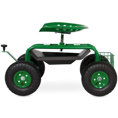 China Patio Gliding Seat Mobile Garden Work Seat Trolley Rolling Cart For House And Garden for sale