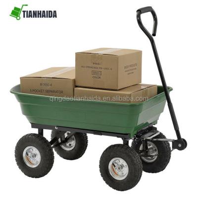 China Dump 4 Wheel Garden Dump Dumping Trolley Trolley Cart Yard Cart for sale