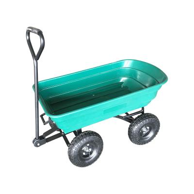 China Tipping Heavy Duty Steel Outdoor Garden Dump Wagon Lawn Utility Cart Lawn Service Cart Beach Lawn Yard Buggy Landscape Dump Wagon for sale