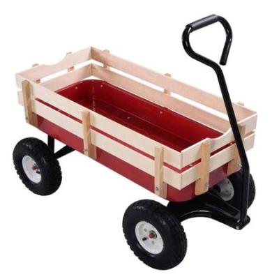 China HEAVY DUTY Folding Garden Utility Beach Cargo Storage Yard Child Kids Wagon Wooden Cart for sale