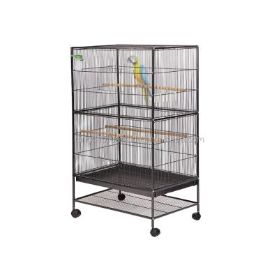 China Breathable Large Flying Finch Birds Panning Birdcage Parrot Cage With 4 Wheels for sale