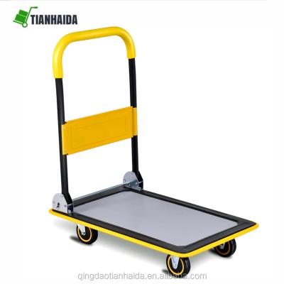 China Tools Moving Foldable Cart Dolly Push Hand Truck, Warehouse Platform Hand Truck Trolley 330lbs for sale