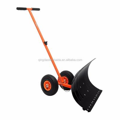 China tc720s Manual Adjustable Snow Pusher With Wheel Heavy Duty Snow Plow Snow Shovel Rolling Plow for sale