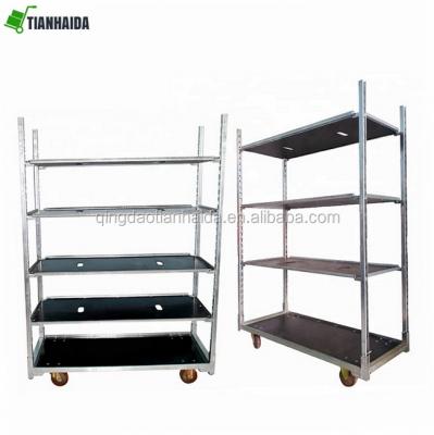 China Qingdao Supplier High Quality Durable White Metal Flower Cart Flower Plant Transport Cart Customized Trolley for sale