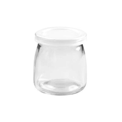 China Wholesale eco-friendly storage bottle can 100ml 150ml 200ml 300ml pudding yogurt jar dessert glass bottle milk glass jars with lid for sale