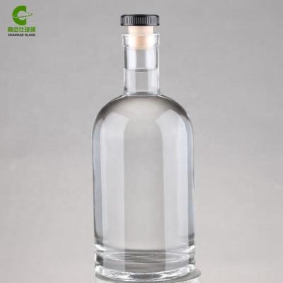 China Beverage 750ml Round Glass Flint Liquor Bottle for sale