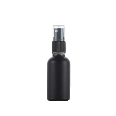 China Eco-friendly Cosmetic Packaging 5ml 10ml 15ml 30ml 50ml 100ml Black Spray Glass Bottles Full Set Frosted Glass Bottle With Black Pump for sale