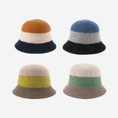 China Custom-made stitching luxury outdoor activities Dongkuan embroidery female leisure color woolen basin bucket hat for sale