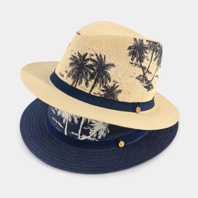 China Fashion\Dongkuan comfortable\durable Logo Fedora Straw Hat Panama Mens Custom Made Cheap Wholesale Printed Straw Hats for sale