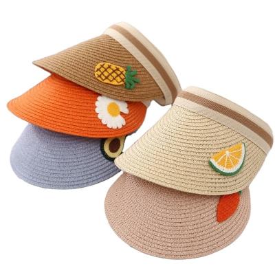 China Wholesale Eco-Friendly Summer Fruit Girls Kids Beach Sun Visor Hat Foldable Outdoor Custom Kids Straw Hat Visor for sale