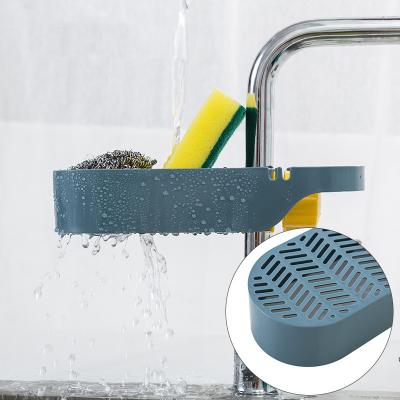 China Stainless Steel Kitchen Sink Cart Shelf Sponge Drain Rack Holder Hanging Basket Adjustable for sale