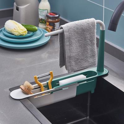 China Wholesale Stainless Steel Kitchen Accessories Washing Multifunctional Soap Sponge Storage Basket Faucet Holder Drain Rack Sink Shelf for sale