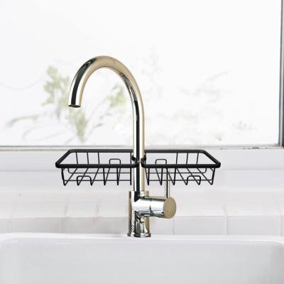 China Creative Stainless Steel Faucet Shelf Wrought Iron Bathroom Sink Bathroom Drain Storage Kitchen Shelf for sale