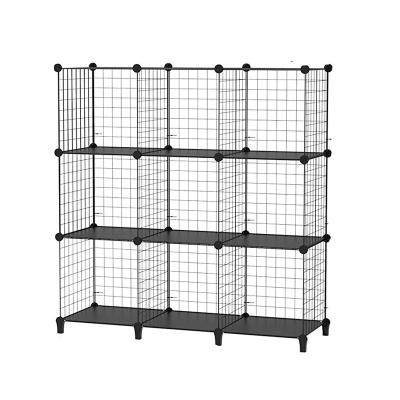 China (Size) Zinghe Metal Wire Storage Modular 9 Tier Cube Cabinet 3 Row Cube Cabinet Adjustable and Metal Mesh Wire Storage Rack for sale