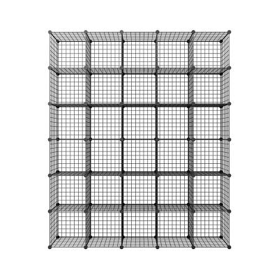 China (Size) Zinghe Metal Wire Storage Modular 30 Row Cube Cabinet 5 Row 30 Cube Cabinet Adjustable and Metal Mesh Wire Storage Rack for sale