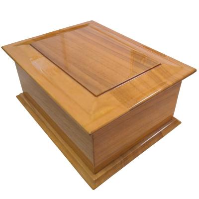 China Eco-Friendly.Stocked Pavia Piano Finish Custom Solid Wood Casket Urn Cinerary Pet Cremation Urn For Ashes for sale