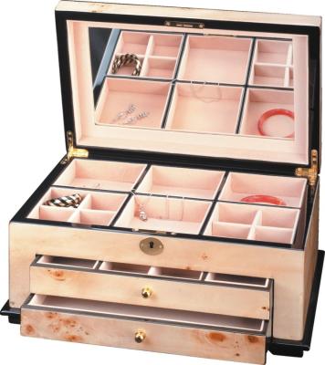 China Luxury New Design Lockable Wooden Jewelry Box With Mirror Luxury Jewelry Box for sale