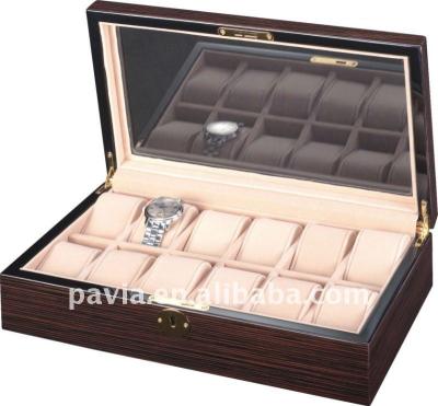 China PW005B Wooden Watch Box Jewelry Box Organizer Lockable Wooden Watch Display Case Stand for sale