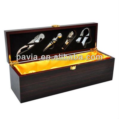 China China luxury wooden wine storage box with loop for 1 bottle in brown finish for champagne/hubbly/wine for sale