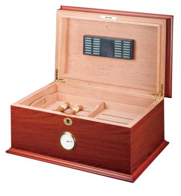 China Handmade Cigar Humidor Wooden Cigar Box Desktop Humidor with Hygrometer and Humidifier for sale