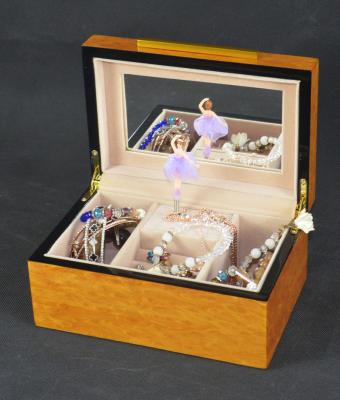 China Luxury Custom Wooden Ballet Dancer Musical Jewelry Box Hand Crank Music Box for sale