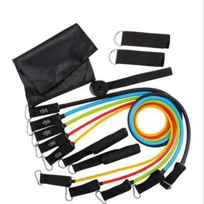 China Strength Training Exercise Workout Tube Resistance Bands Set 11 Piece Home Gym Resistance Training Bands for sale