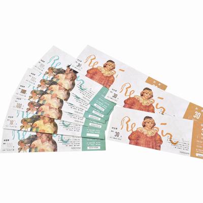 China Anti Counterfeit Thermal Event Tickets Printing Voucher Vendor Paper Ticket Customized Voucher for sale