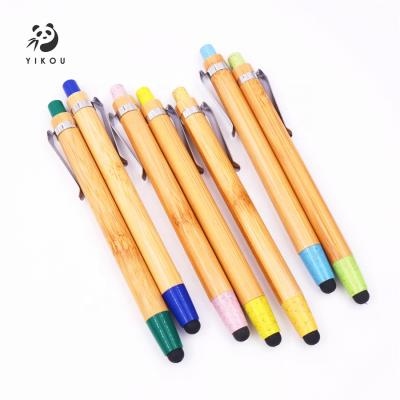 China YIKOU 2021 promotional pen stylus straw eco-friendly bamboo ballpen cheap bamboo ball pen with custom logo for sale