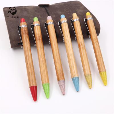 China Promotional stylus pen 2021 new style eco straw bamboo ballpen promotion classic bamboo ball pen for sale