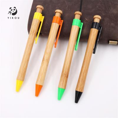 China Promotional pen 2021 environmental bamboo ballpen logo laser engraved printing ballpoint pen bamboo pen nib for sale