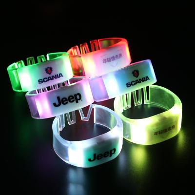 China Hiphop PVC Custom LED Remote Control Flashing Wristband For Kpop Concert Wedding Party Light Remote Control Wristband for sale