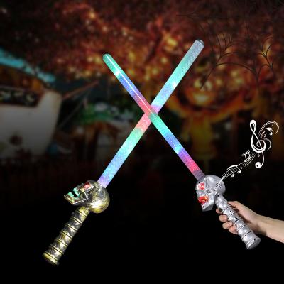 China Halloween Decoration Novelty Kids Birthday Party Decoration Flashing Light Up Magic Wands Stick With Sound Maker LED Music Flashing Lightsaber for sale