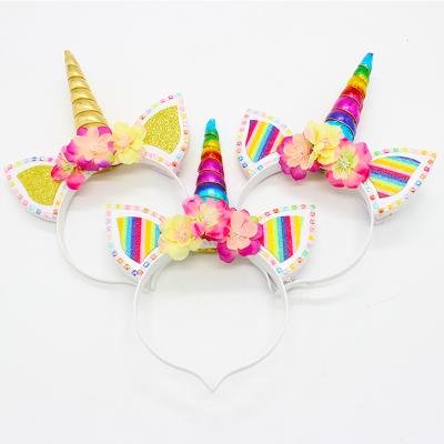 China LED Unicorn Horn Ear Headband Accessories LED Unicorn Headband New Chic Children Unicorn Hair Theme Christmas Party Supplies Festival Decoration Headband for sale