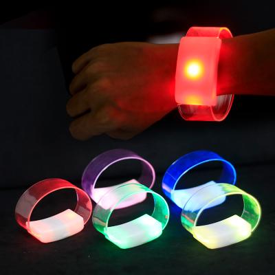 China Remote Control Sound ON/OFF Activated TPU Material LED Flasher Wristband with 15color LED Flasher Custom Programmable Remote Control Flasher Wristband for Night for sale