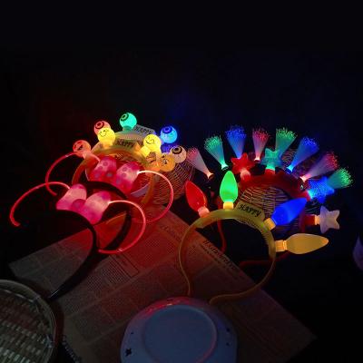 China Eco-friendly Materials LED Light Up Headband 2020 Fiber Optic LED Headband Happy New Year Hair Circle Flashing Headdress For Amusement Park 2021 Used for sale