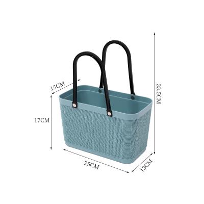 China Amazon Sustainable Sale Storage Portable Plastic Canvas Shopping Basket With Handle For Travel for sale