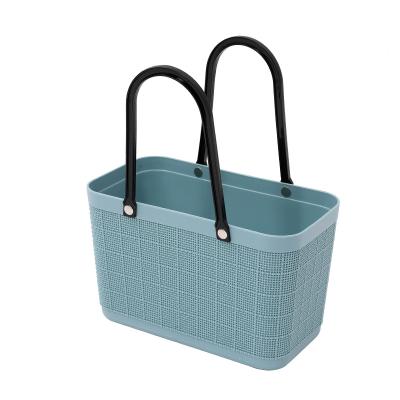 China 2022 Sustainable New Simple Portable Plastic Picnic Storage Shopping Basket With Handle For Outdoor for sale