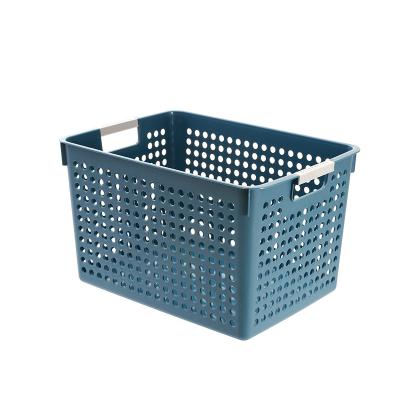 China Modern Custom Folding Plastic Garment Storage Hollow-out Laundry Baskets With Handle for sale